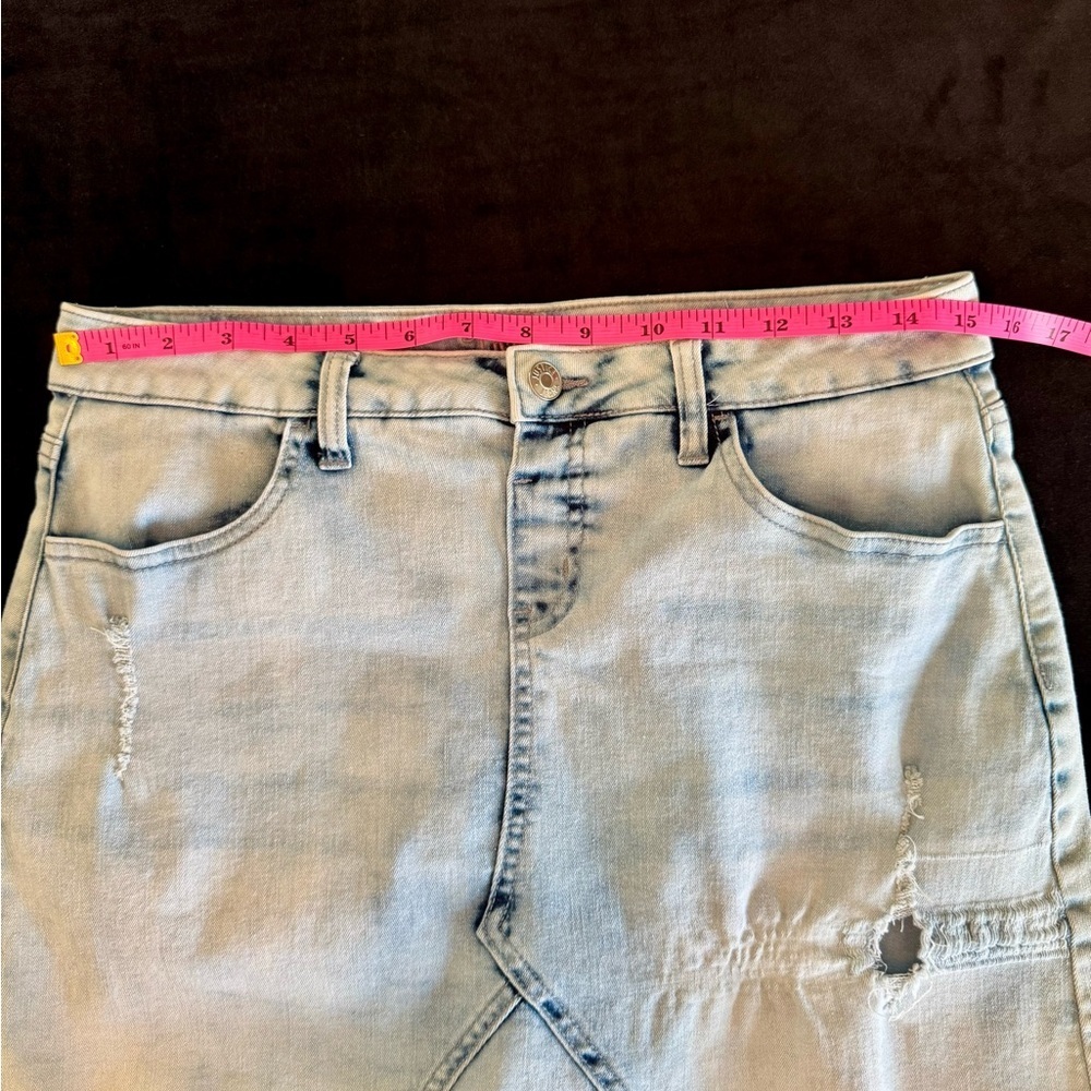 Justice Blue Asymmetrical Distressed denim Skirt with shorts underneath - Picture 8 of 9